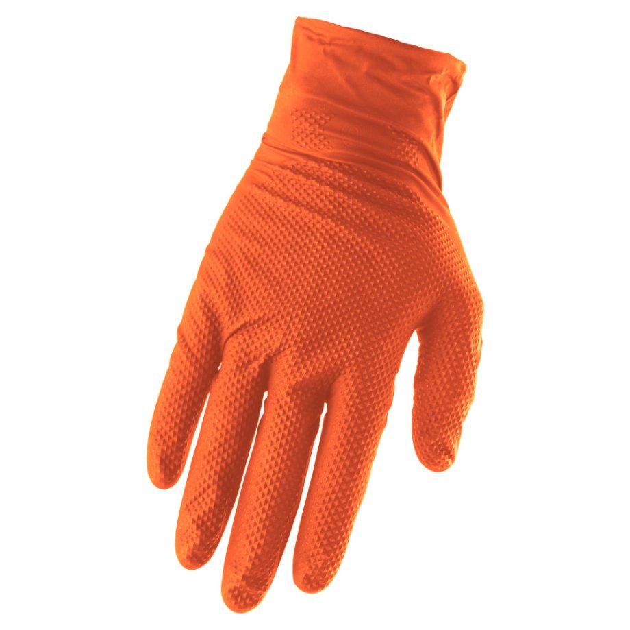 7 mil Nitrile Gloves 50/BOX - Glove Master front side image orange