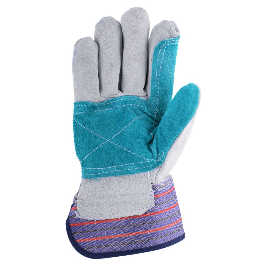 Gloves Heavy Duty Cowsplit- Glove Master PURPLE WHITE BLUE IMAGE